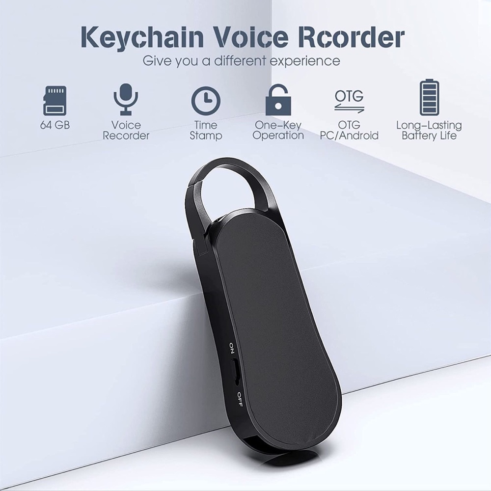 Portable Keychain Audio Voice Recorder Activated Recording Device Capacity 64GB - Picture 5 of 7